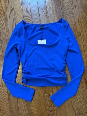 SHEIN Electric Blue Long Sleeve Scoop Neck Top